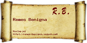 Remes Benigna névjegykártya